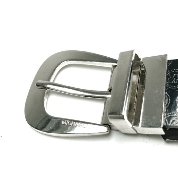 MIchael Kors Y2K Reversible Black & Champagne Faux Leather Belt, Silver Buckle main image 4